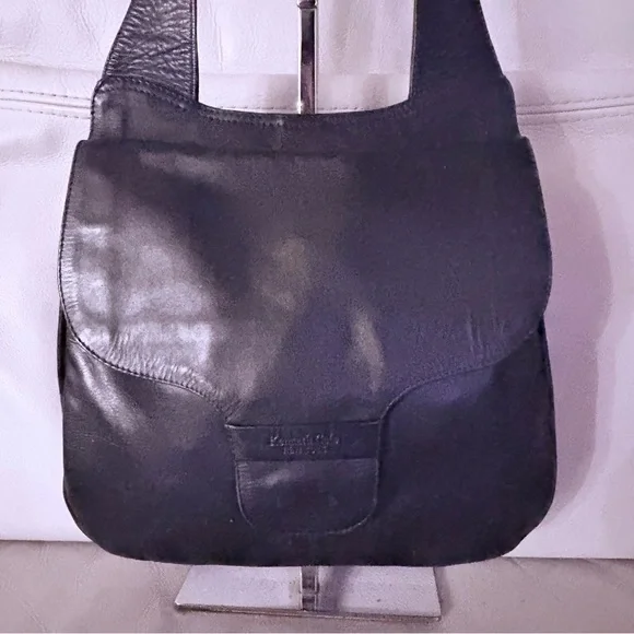 KENNETH COLE BLACK LEATHER SHOULDER BAG MAGNETIC CLOSURE - Picture 13 of 13